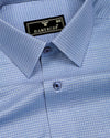 Blue With Green Houndstooth Check Premium Giza Shirt