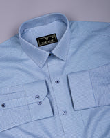 Blue With Green Houndstooth Check Premium Giza Shirt