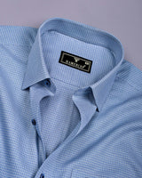 Blue With Green Houndstooth Check Premium Giza Shirt