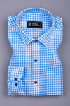 Grevola Blue and White Check Cotton Shirt