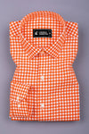 Grevola Orange and White Check Cotton Shirt