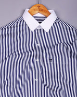 Eternity NavyBlue With White Stripe Premium Giza Designer Shirt