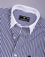 Eternity NavyBlue With White Stripe Premium Giza Designer Shirt