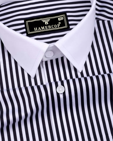 Eternity Black With White Stripe Premium Giza Designer Shirt