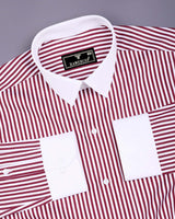 Eternity Red With White Stripe Premium Giza Designer Shirt