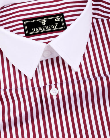 Eternity Red With White Stripe Premium Giza Designer Shirt