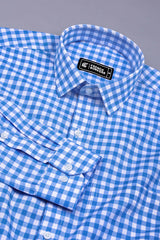 Ginger Blue and White Gingham Check Cotton Shirt