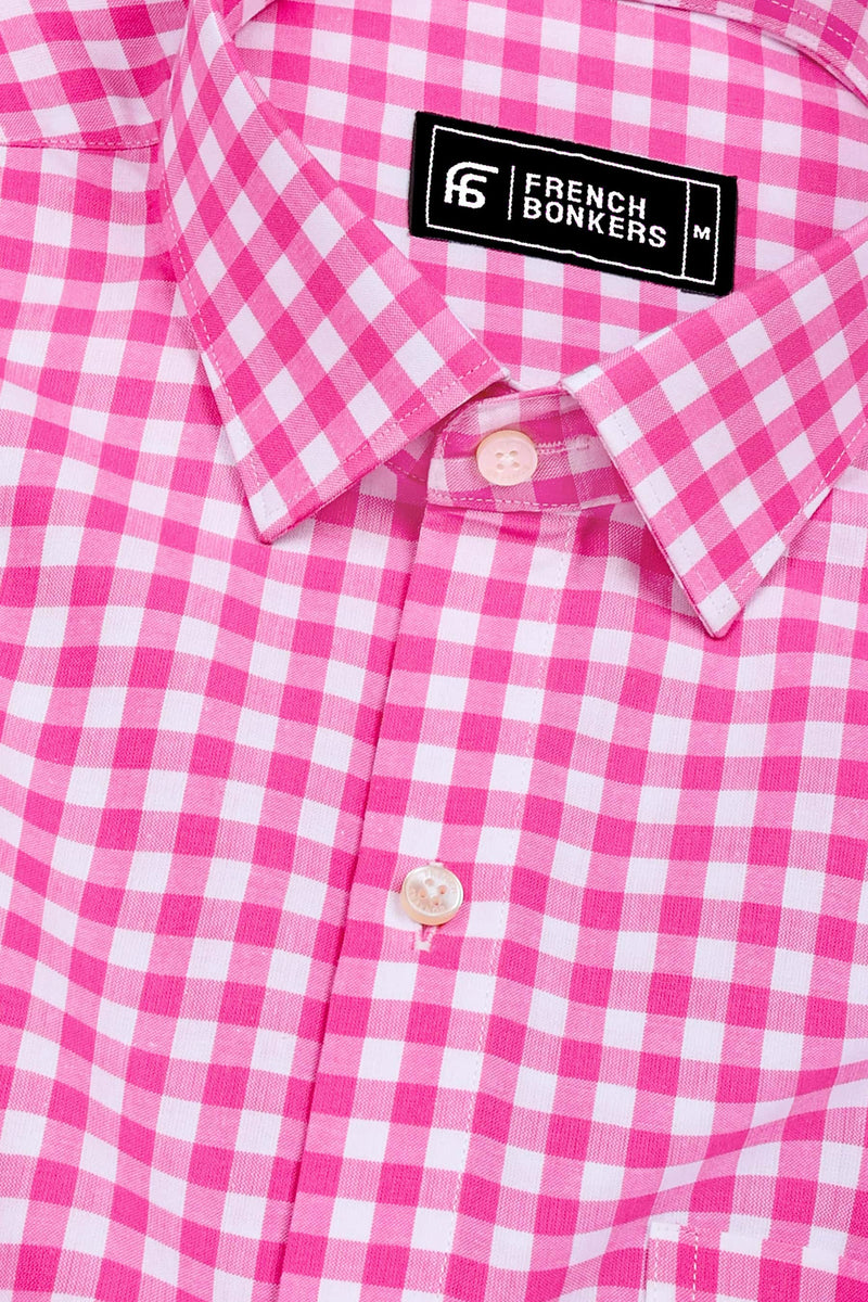 Ginger Pink & White Gingham Check Cotton Shirt – Hamercop