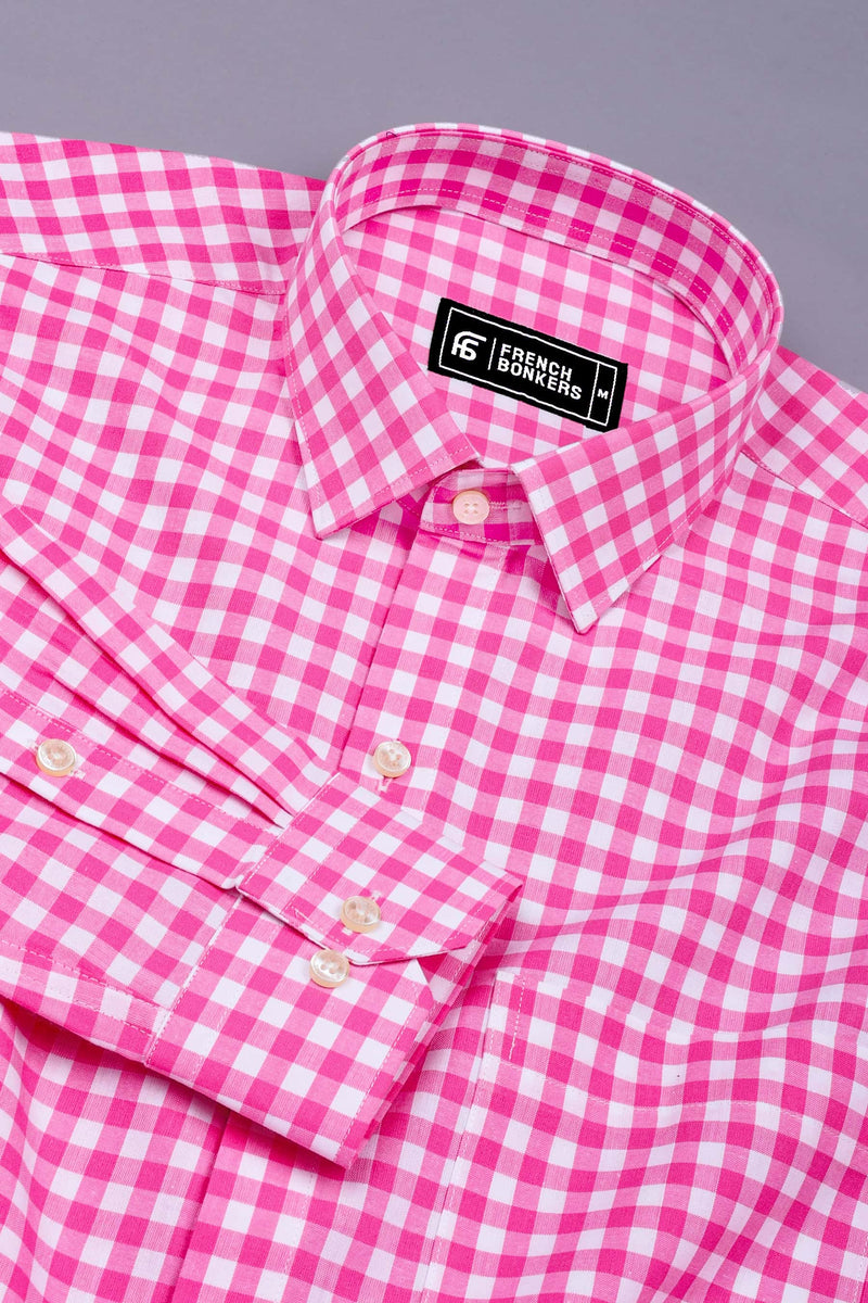 Ginger Pink & White Gingham Check Cotton Shirt – Hamercop