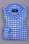 Glinver Blue and White Gingham Check Cotton Shirt