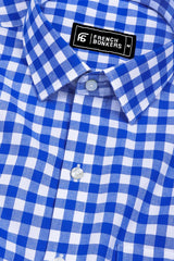 Glinver Blue and White Gingham Check Cotton Shirt