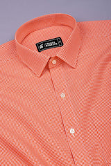 Oranvo Orange and White Mini Check Cotton Shirt