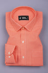 Oranvo Orange and White Mini Check Cotton Shirt