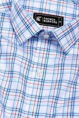 Skynex Blue and Orange Twill Check Cotton Shirt