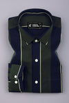 Kelvon Olive Green and Black Striped Cotton Shirt