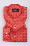 Rust Orange Mehndi Art Cotton Shirt