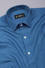 Ornix Navy Blue block printed Cotton Shirt