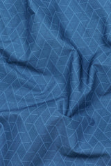 Ornix Navy Blue block printed Cotton Shirt