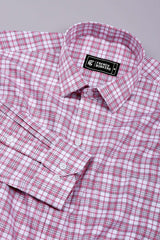 Omega Pink With White Check Oxford Cotton Shirt