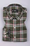 Hunter Green With Red Check Dobby Cotton Shirt