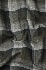 Zimma Green With White Check Corduroy Cotton Shirt