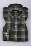 Zimma Green With White Check Corduroy Cotton Shirt