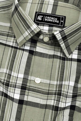 Kosra Green With Black Twill Check Cotton Shirt