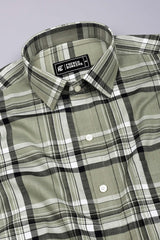 Kosra Green With Black Twill Check Cotton Shirt