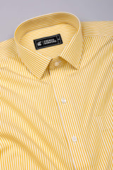 Marigold Yellow and White Stripe Cotton Shirt