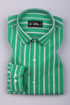 Muse Green with White Stripe Cotton Shirt