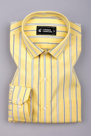 Muse Yellow with White Stripe Cotton Shirt