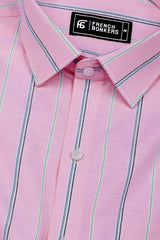 Pastel Pink With Multicolor Stripe Oxford Cotton Shirt