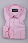 Pastel Pink With Multicolor Stripe Oxford Cotton Shirt