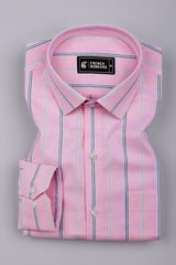 Pastel Pink With Multicolor Stripe Oxford Cotton Shirt