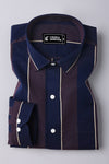 Kelvon Brown and Blue Broad Stripe Cotton Shirt