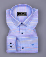 Crest Blue Weft Stripe Oxford Cotton Formal Shirt