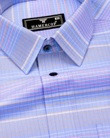 Crest Blue Weft Stripe Oxford Cotton Formal Shirt