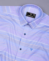 Crest Blue Weft Stripe Oxford Cotton Formal Shirt