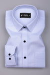 Triza White With Blue Geometric Printed Oxford Cotton Shirt