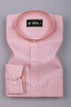 Flamingo Pink with Cream geometric chain Printed Cotton Shirt