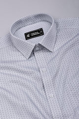 White With grey SeaShell Printed Cotton Shirt