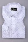 Milary White With Blue Hourglass Printed Cotton Shirt