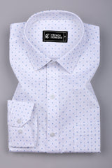 Milary White With Blue Hourglass Printed Cotton Shirt