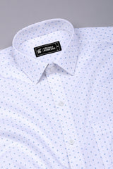 Milary White With Blue Hourglass Printed Cotton Shirt