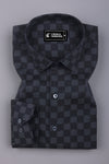 Onyx Black with Grey Checked Cotton Shirt