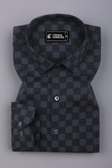 Onyx Black with Grey Checked Cotton Shirt
