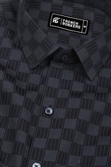 Onyx Black with Grey Checked Cotton Shirt