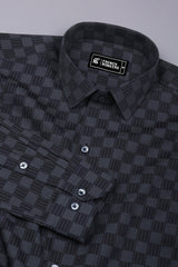 Onyx Black with Grey Checked Cotton Shirt