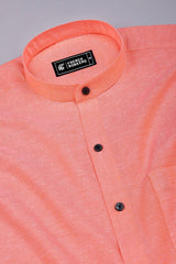 Arctic Peach Orange Solid Oxford Cotton Shirt