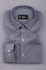 Smoky Grey With White Printed Cotton Shirt